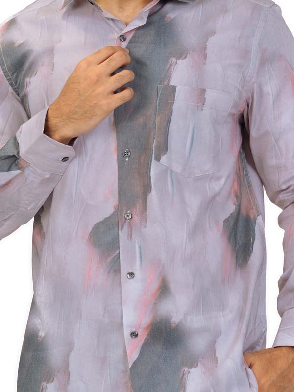 Marble Print Grey And Pink Shirt