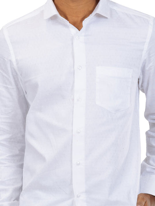 Lustrous White Jacquard Shirt