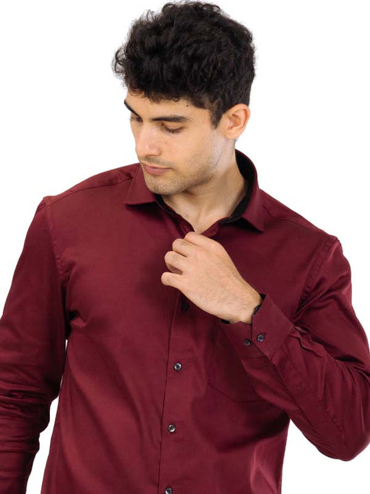 Men's Shirt Cotton Maroon Color